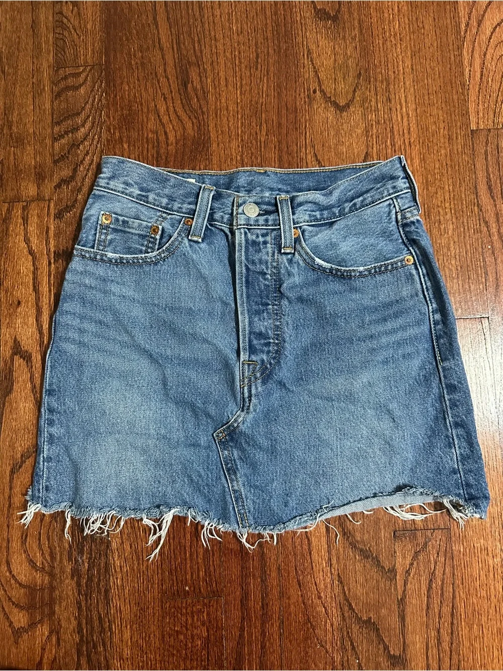 Levi's Premium High-Rise Deconstructed Denim Mini Skirt - Size 24